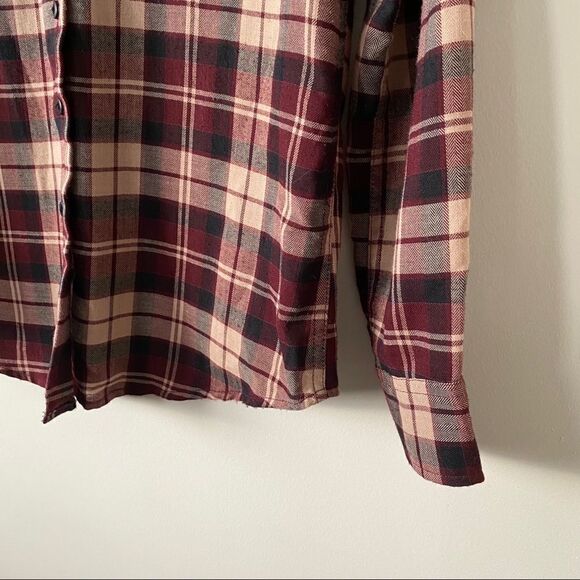 BCBG-Plaid Denim Cuff Button Down Shirt-XS - Picture 9 of 11